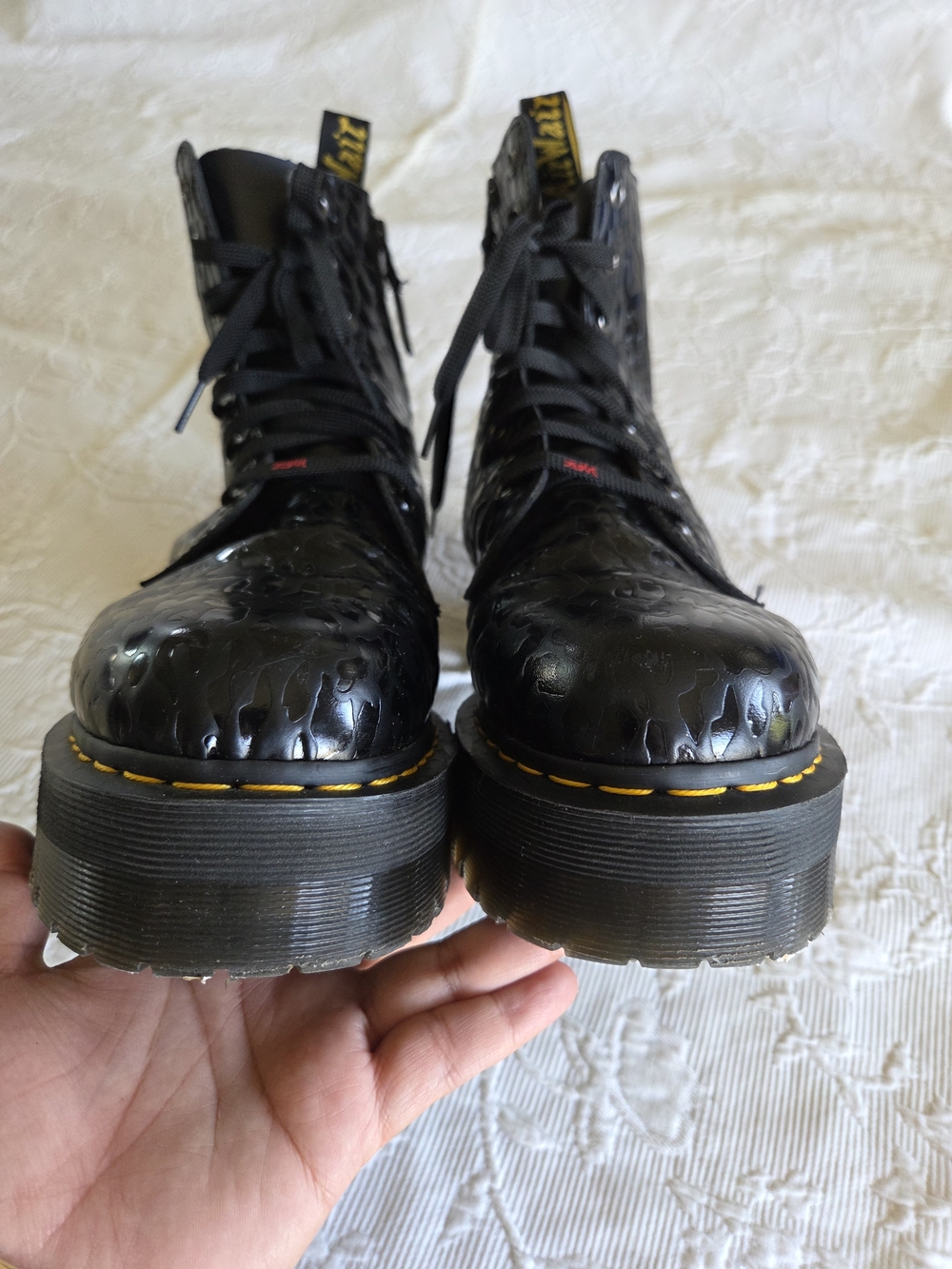 Dr. Martens | Xx Girl Jadon Black Patent Leopard-Embossed Platform Boot - Picture 5 of 11